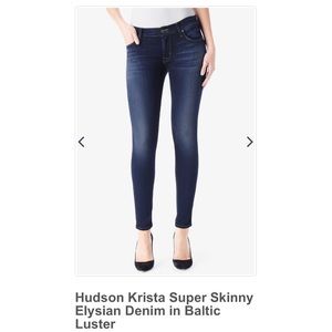 Hudson Krista Skinny Jeans size 26